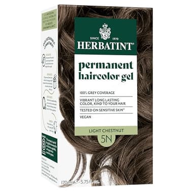 Herbatint Permanent Hair Dye For Women - 5N Light Chestnut - For Up To 100% Gray Coverage of Resistant Gray Hair - Ammonia-Free, Alcohol-Free & Vegan - Salon Influenced Hair color 5.75 fl oz