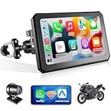Wireless CarPlay for Motorcycle 7 Inch Touchscreen with Wireless Android Auto, IP67 Waterproof Screen Portable Car Play with DVR, Bluetooth, GPS Navigation via CarPlay/AA for Motorbike, 32G TF Card