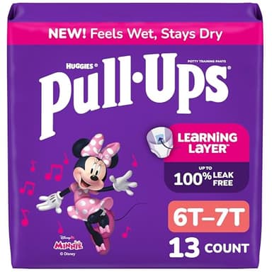 Pull-Ups Girls' Potty Training Pants, Size 6T-7T Training Underwear (55-75 lbs), 13 Count