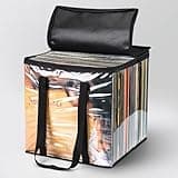 Facmogu Vinyl Record Storage Bag, 12" PVC Clear LP Vinyl Record Storage Bag Holds up to 50 Vinyl Albums, Vinyl Album Carrying Case Bag with Handle, Protective CD LP Record Holder for Travel, Organizer
