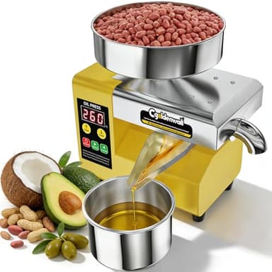 CGOLDENWALL Oil Press Machine, Automatic Cold/Hot Oil Pressing, Electric Oil Extractor for Olive/Castor/Coconut, Compact SS Oil Maker 32-572°F Set, Seeds/Nuts Oil Expeller for Home Use(110V,Upgraded)