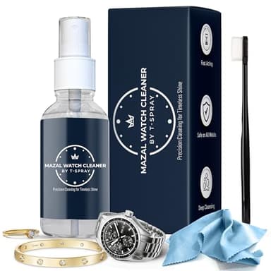 Mazal Watch and Jewelry Cleaner Spray kit. Cleaning Solution -Safe on All Metals, Crystals, Gold, Platinum, Precious Gemstones, Diamond Jewelry- Quick, Long Lasting Shine- TSA Approved 2oz