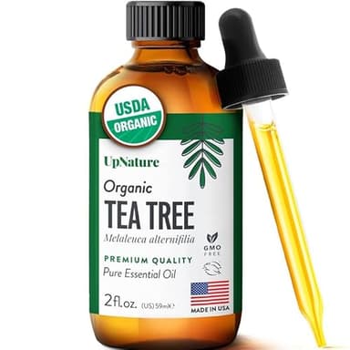 UpNature Tea Tree Oil - 100% Pure USDA Certified Organic Tea Tree Essential Oils for Skin, Hair, Toenail, Body and Scalp (2oz)