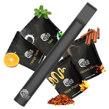 Aeris Health Flavored Air Device | Upgraded | Smokeless Inhaler Stop Smoking Aid for Oral Fixation | 12 Natural Flavor Cores | Portable, Non-Electric, Nicotine & Tobacco Free