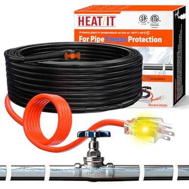 HEATIT Heating Cable - CSA & ETL Approved, Prevents Pipe Freeze, Keeps Water Flowing, Energy-Efficient, Reliable Performance, Hassle-Free, Durable Heat Tape for Water Pipes HISD 6ft, 7w/ft, 120V