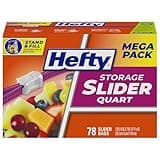 Hefty Slider Kitchen Storage Bags, Quart Size, 78 Count