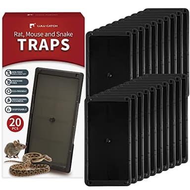 LULUCATCH Super Glue Traps 20 Pack for Mice & Snakes, Larger, Heavier Sticky Traps with Non-Toxic Glue. Sticky Mouse Traps Indoor, Easy to Set, Pet Safe Pest Control