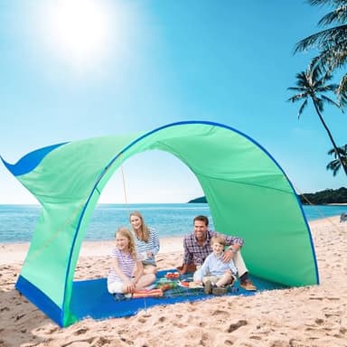 DOYXC Beach Shelter, Wind-Powered Beach Tent Sun Shelter with UPF50+ UV Protection, Lightweight & Portable Easy Setup Beach Canopy Sun Shade Tent for Family Outdoor Beach Camping & Picnic