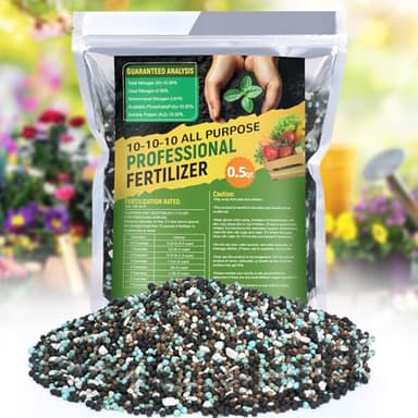 10-10-10 Slow-Release Premium Fertilizer - All-Purpose Plant Food for Indoor Outdoor Gardening Vegetables Flowers Lawn Trees Shrubs, 0.5 Quart
