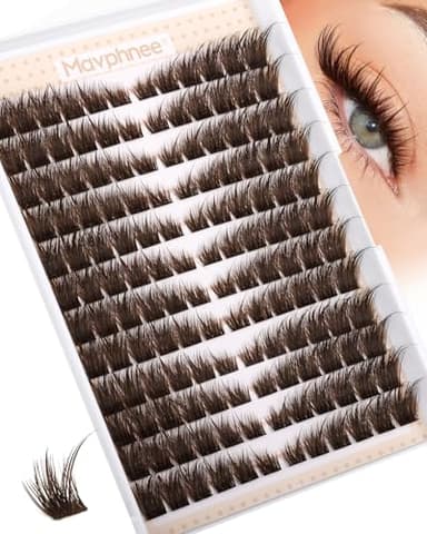 Brown Lash Clusters Pre-Mapped Eyelash Clusters Cat Eye Cluster Eyelash Extensions Fairy Wispy Cluster Lashes CC Curly Wet Look Individual Lashes Extensions 144Pcs 6-14MM Fox Eye Lashes Clusters