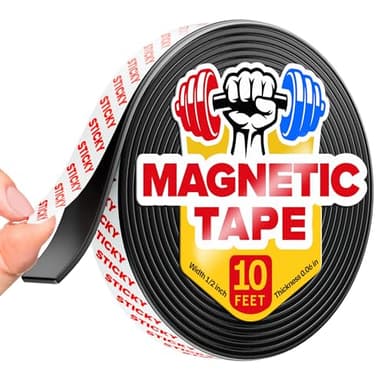 Sticky Magnetic Tape (10 feet x 1/2 inch) - Stong Magnet Strip with Adhesive Backing for DIY & Crafts - Easy to Cut and Mount on Fridges, Whiteboards & More