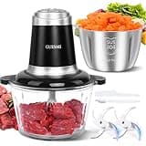GUESMi Food Processors, Electric Food Chopper with Meat Grinder & Veggie Chopper with 2 Bowls(8 Cup+8 Cup) & 2 Bi-Level Blades with Powerful 500W Copper Motor -Vegetable, Onion, Garlic, Meat, Nuts