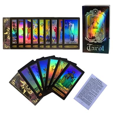 SUNHHX Tarot Cards Set, 78 Surface Laser Tarot Cards with English Instructions Book for Beginners (English Edition)