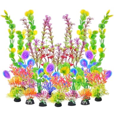 AQUANEAT Artificial Aquarium Plants, Fish Tank Plastic Decorations, Multiple Colors Small Accessories, 25pcs