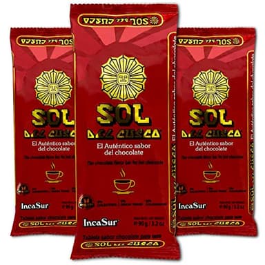 Inca Sur Sol Del Cusco Chocolate de taza | Peruvian Hot Chocolate Bar 3 pack