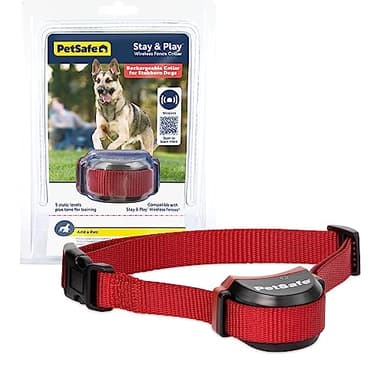 PetSafe Stay & Play Wireless Fence Receive Collar for Stubborn Dogs - Rechargeable & Waterproof Receiver Collar with Quick Charge in 2-3 Hours - for Dogs 5lb+