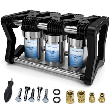 3 Stage RV Water Filter System with 3 Replacement Filters 0.2 Micron High Flow Camper Water Filter for RV and Boat
