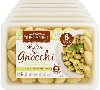 Tuscanini Gluten Free Potato Gnocchi, 16oz (6 Pack) | Imported from Italy, Low Fat, Ready in Minutes