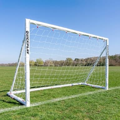 QUICKPLAY Q-Fold Soccer Goal | 30-Second Folding Design for Easy Setup | Portable & Weatherproof uPVC Soccer Goal for Backyard | Durable Post for Adults & Kids