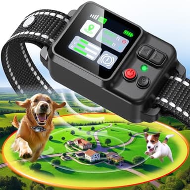 PRTRFLC GPS Wireless Dog Collar Fence System,Invisible Electric Fence for Dogs,Adjustable Range 49-6561ft,3 Training Mode,Rechargeable,Waterproof,Pet Containment System for Outdoor Use (Deep Black)