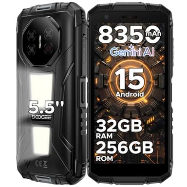 DOOGEE Fire 3 Max Rugged Phone Unlocked, 32GB+256GB/2TB Android 15 Rugged Smartphone, 8350mAh Battery Rugged Cell Phone with 5.5" HD Display, 48MP+20MP Night Vision, 2 Camping Lights, IP68/IP69K/GPS