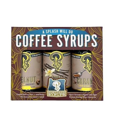 Portland Syrups Coffee Gift Set – Premium Syrups for Lattes, Espresso, Iced Coffee, and More – Organic Ingredients, Low Sugar, Perfect for Home Brews or Gifting – Box of Three 3.4oz Bottles