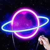 Lumoonosity Planet Neon Sign, USB Powered Planet Light Led Neon Signs with On/Off Switch, Planet Led Sign for Wall Decor, Aesthetic Hanging Saturn Neon Light, Planet Lights for Bedroom, Gaming Room