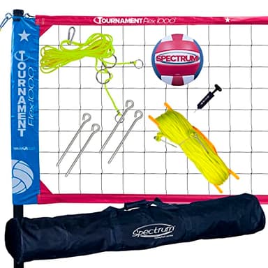 Park & Sun Sports Tournament Flex 1000: Red, White, and Blue Portable Outdoor Volleyball Net System (TS-AVP-1M)