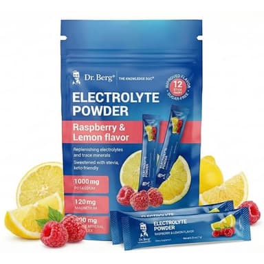 Dr. Berg (Improved Flavor) Sugar-Free Electrolyte Powder Packets with 1000 mg Potassium | Hydration Packets | Keto Electrolytes for Energy, Recovery & Daily Hydration | 12 Electrolyte Stick Packs