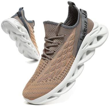 Jakcuz Mens Slip on Athletic Casual Shoes for Male Non-Slip Lightweight Shopping Running Sneakers for Teens Young Boys Men Khaki Size 6.5