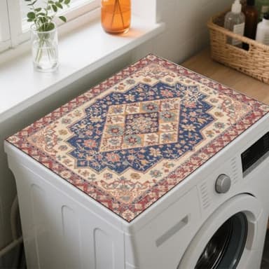 GLOBLELAND Retro Pattern Laundry Room Washer Dryer Dust Cover Mat 23.6x19.6inch Baroque Style Washing Machine Top Protector Pads Vintage Non Slip Washing Dryer Dust Top Covers for Laundry Rooms
