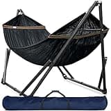 Tranquillo Hammock 600 lbs Capacity, Instant 20s Foldable Hammock Stand, 3-Year Warranty Hammock with Stand, 2 Person Camping Hammock Revolutionary Portable Hammock No Screws, Premium Hammocks, Black