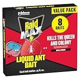 Raid Max Liquid Ant Bait; Kills Ants Where They Breed, for Indoor and Outdoor Use; 8 Bait Stations