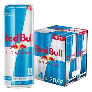 Red Bull Energy Drink Sugar Free 4 Pack 12 Fl Oz, Sugarfree