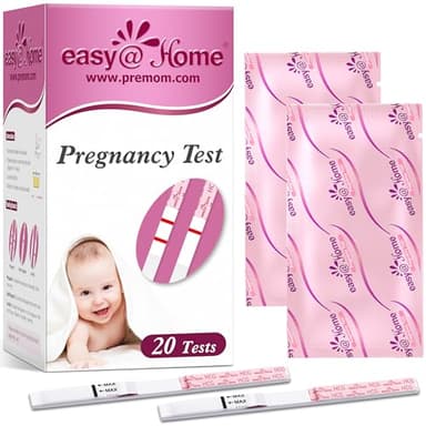 Easy@Home Pregnancy Test Strips: 20 Bulk Pregnancy Strips, Early Detection hCG Test Kit - Pruebas de Embarazo, Powered by Premom APP | 20 Pack