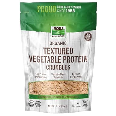 NOW Foods, Organic Textured Soy Protein Granules, Non-GMO, Versatile, Vegetable-Sourced Protein, 8-Ounce (Packaging May Vary)