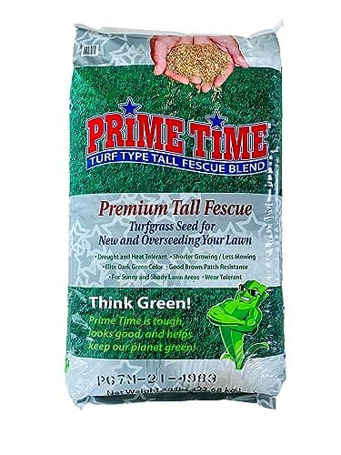 Burlingham Seeds Prime Time 90/10 Mix , 90percent Tall Fescue 10percent Kentucky Bluegrass , Blue TAG Certified Grass Seed (50 lbs (5,000 sq ft)),Brown