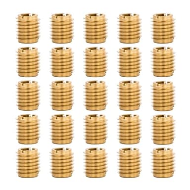 E-Z LOK Knife Threaded Insert for Hard-Wood, Brass Thread Inserts 1/4-20 Internal Threads, 0.500" Length Pack of 25