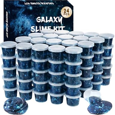 24 Pack Galaxy Slime-Multi Colored Sensory Putty,Party Favors for Kids, Non Sticky,Safe for Girls and Boys Classroom Reward,Stress Relief Toy, Party Supplies