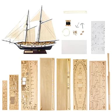 GAWEGM Wooden Ship Model Building Kit - 1/130 Harvey 1847 Sailboat Model for Collections