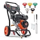 VEVOR Gas Powered Pressure Washer 3400 PSI 2.6 GPM, with Spray Gun and Extension Wand, 5 Quick Connect Nozzles, Copper Pump