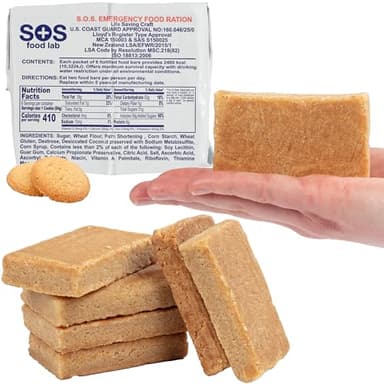 SOS Food Lab Emergency Food Bar - 2400 Calorie Ration (Shortbread Cookie) - 2 Day/48 Hour Ready to Eat Supply for Camping, Hiking, Disaster Preparedness - 5 Year Shelf Life High Energy Survival Food