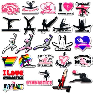 25Pcs Gymnastics Shoe Charms, Gymnast Croc Charms Pack for Shoe Decoration