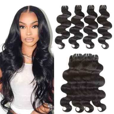 16A Body Wave Bundles Human Hair 20 20 22 22 Inch Raw Human Hair Bundles, 100% Unprocessed Brazilian Virgin Hair, Keep Texture Silky Soft After Multiple Washes, Triple Lifespan (4Bundles/200g)