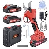 Electric Pruning Shears, Upgraded High Power 600W 40mm 1.6" Cutting Diameter Cordless Pruner for Gardening with 2Pcs 2000mAh Rechargeable Batteries & 1 Replacement Blades Set, Tree Branch Cutter(Red)