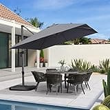 PURPLE LEAF 10 Feet Patio Umbrella Outdoor Cantilever Square Umbrella Aluminum Offset Umbrella with 360-degree Rotation for Garden Deck Pool Patio, Light Grey
