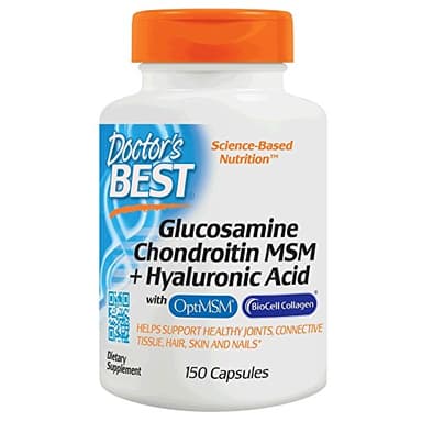Doctor's Best Glucosamine Chondroitin MSM + Hyaluronic Acid with OptiMSM Featuring Biocell Collagen, Joint Support, Non-GMO, Gluten & Soy Free, 150 Caps