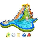 RETRO JUMP Inflatable Water Slide,6 in 1 Water Park Outdoor Backyard,Waterslide Water Bounce House with Slide,Splash Pool,Climbing Wall,Sprinklers,Bouncy Castle for Wet and Dry,Blower Included
