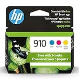 HP 910 Cyan, Magenta, Yellow Ink Cartridges | Works with HP OfficeJet 8010, 8020 Series, HP OfficeJet Pro 8020, 8030 Series | Eligible for Instant Ink | 3YN97AN, 3 Count (Pack of 1)