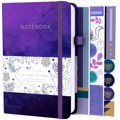 VIVID SCRIBBLES Dotted Journal – 160gsm Bleed Proof Thick White Paper – 200 Numbered Dot Grid Pages – 5.8 x 8.3 inch Dotted Notebook
